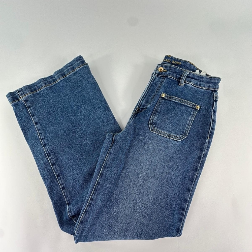 Michael Kors Classic Denim Size 6 Wide Leg High Rise Pockets Womens Jeans